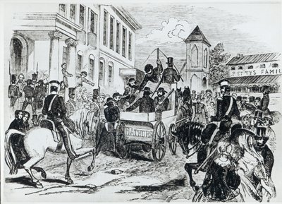 Arrival of the Government Conveyance at the Colonial Treasury, Sydney, on 21st August 1851, from 
